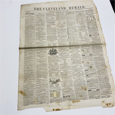 Original 1846 The Cleveland Herald Newspaper