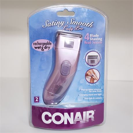 Conair Satin Smooth Lady Pro Rechargeable Wet/Dry Electric Shaver, NEW