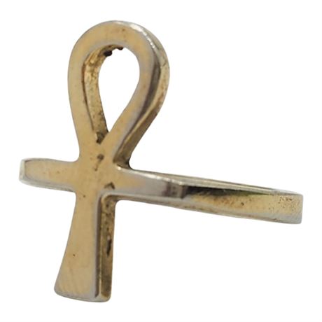 Vintage ESPO Gold Over Sterling Silver Ankh Ring, Sz 6.5