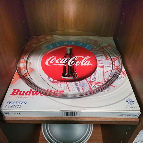 Coca-Cola / Budweiser Glassware Platters