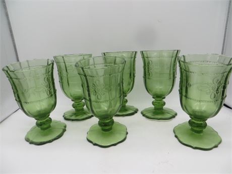 6 Green Water Goblets