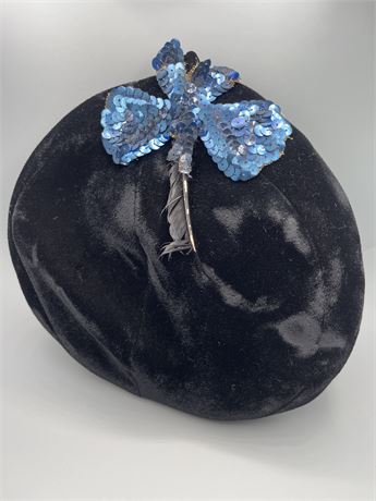 1940s sequin butterfly velour cocktail hat