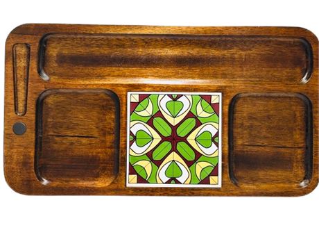 MCM Mod Wood and Tile Cheese Board