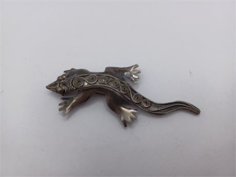 Sterling Silver Lizard Brooch
