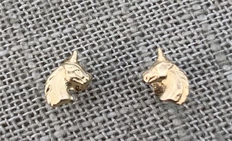14k Yellow Gold Magical Unicorn Pierced Earrings