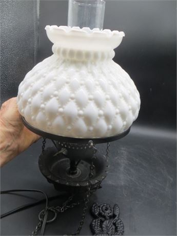 Vintage Milk Glass Hanging Lamp