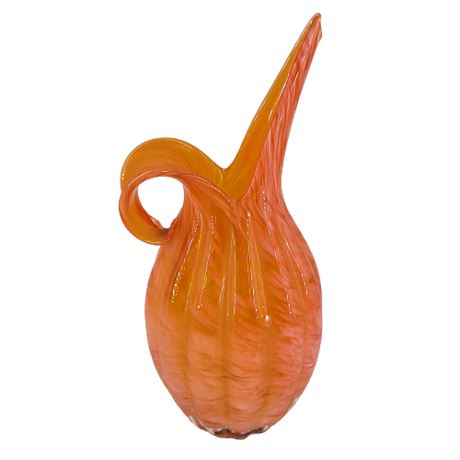 1960s Japanese Hand-Blown Art Glass Orange Vase