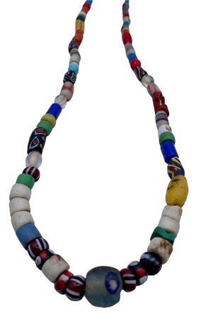 28” Circumference African Glass Trade Bead Necklace