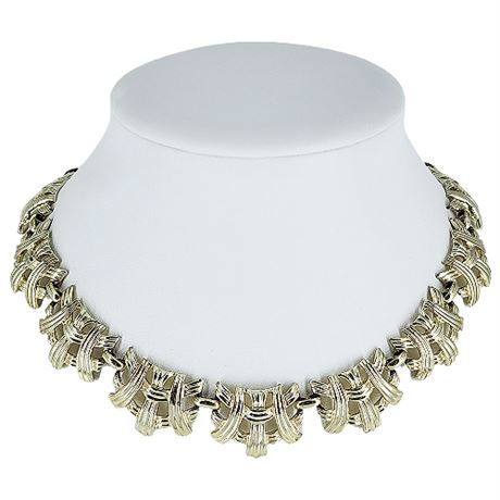Vintage CORO Gold Tone Basketweave Choker Necklace