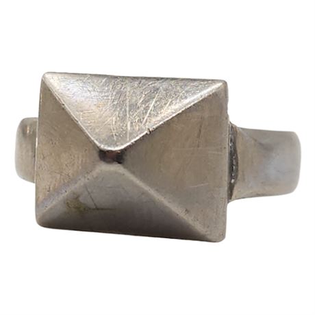 Vintage Silver Tone Pyramid Ring, Sz 10.5