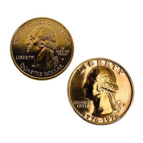 Pair of Gold Toned Quarters 1776-1976 & 1999