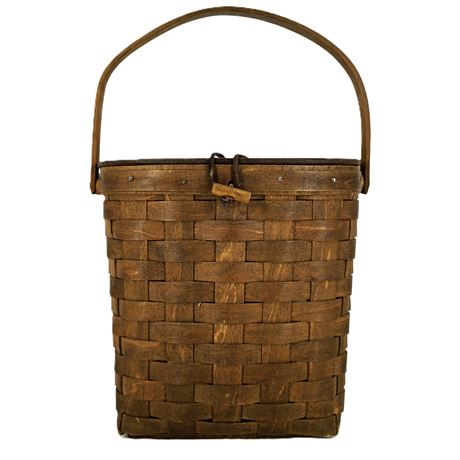 Vintage Wooden Picnic Basket or Handbag, Cottagecore