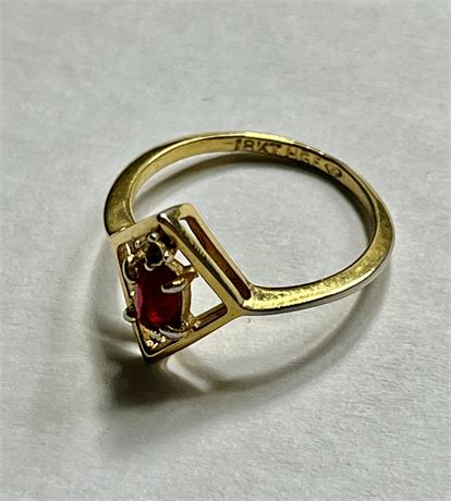 Small, ruby stone, and 18 carat gold-filled  ring