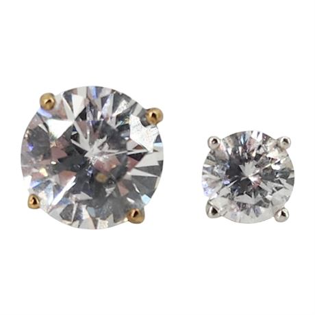 Mismatched Single Sterling Silver CZ Post Back Earrings