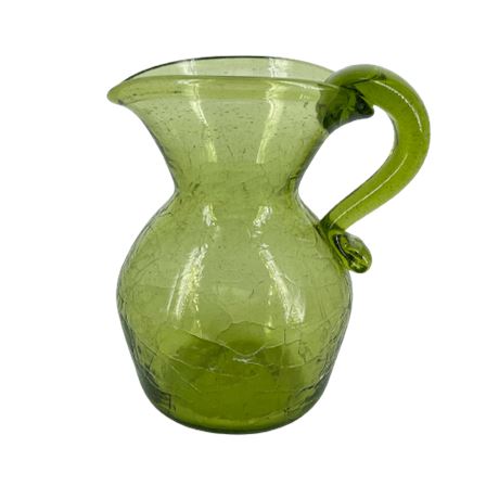 Green Crackle Glass Pitcher