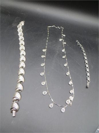 MARINO NECKLACE SILVER TONE, CROWN TRIFARI? NECKLACE & SARAH COVENTRY BRACELET