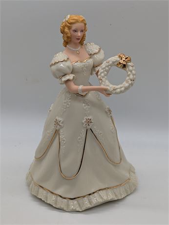 Lenox "A Christmas Welcome" 1999 Figurine Ltd. Ed. Lady w/Wreath