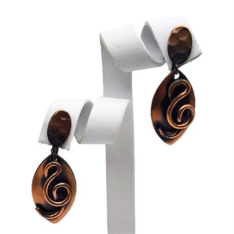 Copper Treble Clef Screwback Earrings