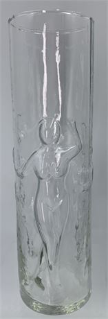 Curvy Nude Dimensional Clear Glass Maiden Boudoir Flower Vase