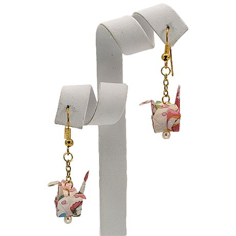 New Handmade Japanese Origami Paper Crane Earrings