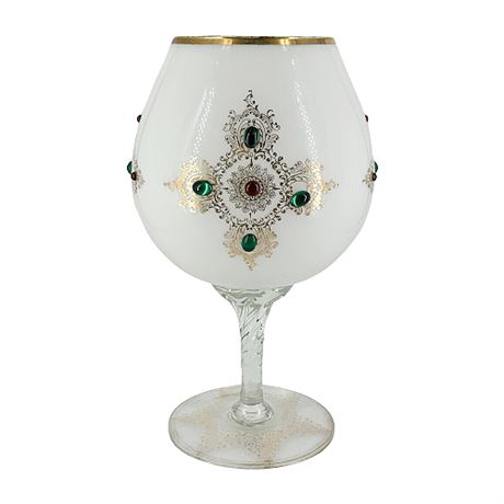 Murano Gilded Jeweled Glass Snifter Vase