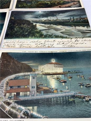 8 1906-1930s Moonrise Nightscape Travel Souvenir Postcards