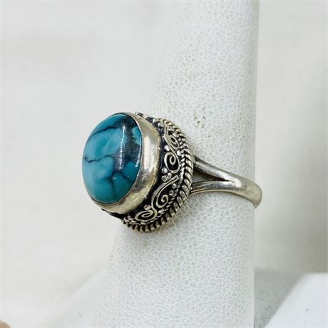 10.8g Sterling Turquoise Ring Size 8.5