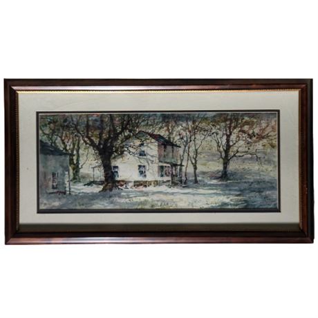 Country Home in Winter Framed Print