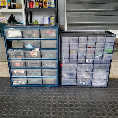 Set of 2 Tool Plastic Storage Cabinets