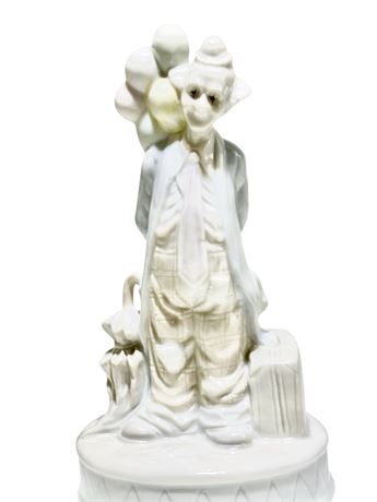 Vtg Porcelain Clown with Balloons Nightlight/Figurine