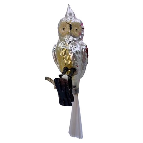 Vintage Mercury Glass Owl Pinch Clip Ornament