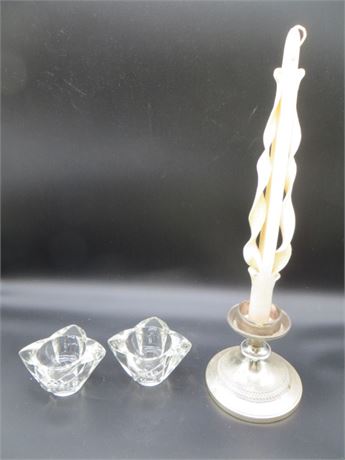 Crystal Candle Holders & Silver Candle Holder