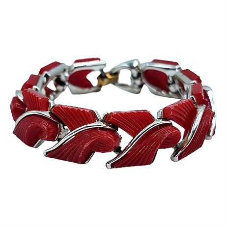 Vintage Red Acrylic Ribbons Bracelet