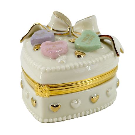 Vintage Lenox Heart-Shaped Porcelain Treasure Box