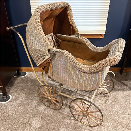 Antique Wicker Baby Carriage