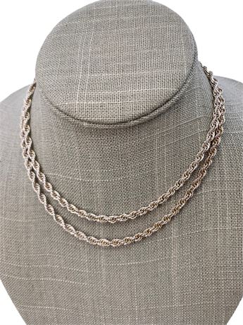 19.8 Gram Italian Sterling Silver 29” Long Twist Rope Necklace