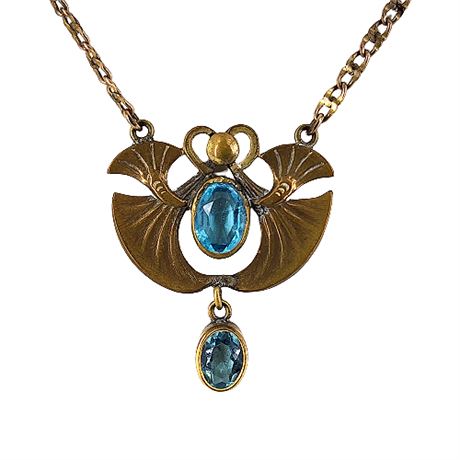 Art Nouveau Blue Topaz Necklace
