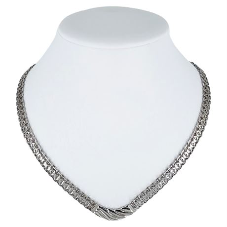 Vintage MONET Silver Tone Flat Chain Necklace