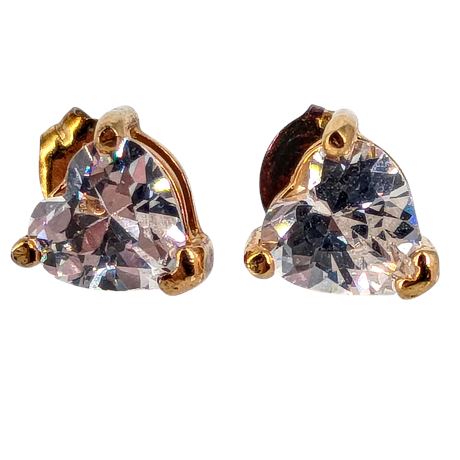 Heart Shaped -Gold Plated over Sterling Silver Earrings with Sparkling CZ Hearts