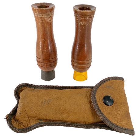 Wooden Duck Calls and Holder