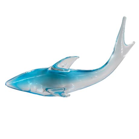Vintage Hand-Blown Shark Nordic Art Glass Sculpture