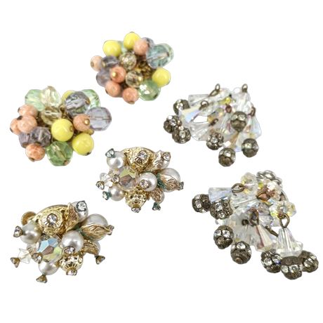 Signed Vendome, DeMario, and Pearlcraft Vintage Clip-on Earrings