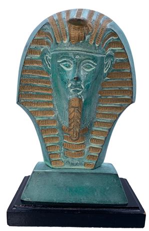 8” King Tut Metal & Wood Egyptian Pharaoh Sculpture