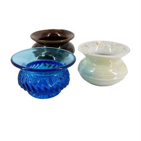 Lot of Small Glass & Porcelain Spittoons