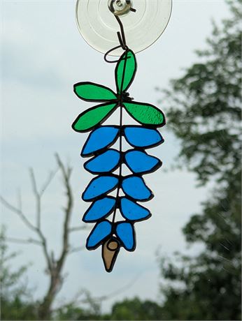 Handmade Stained Glass Bluebonnet Flowers Sun Catcher