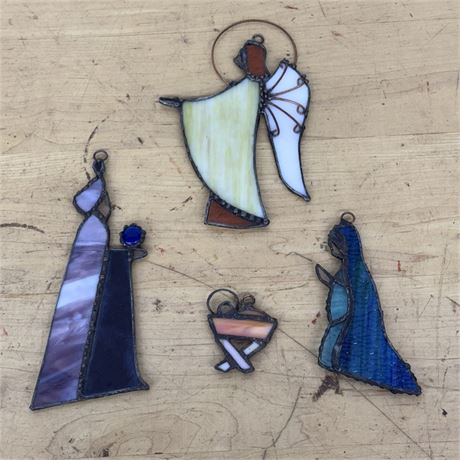 Stain Glass Nativity Figures