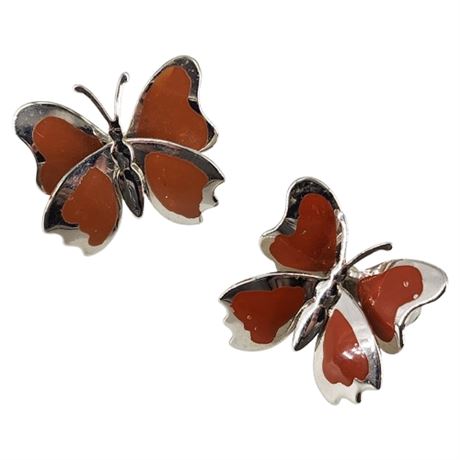 Pair Small Vintage Butterfly Brooches