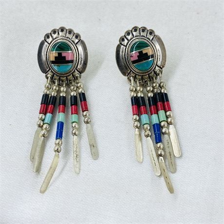 5.5g Vtg Signed Navajo Sterling Earrings