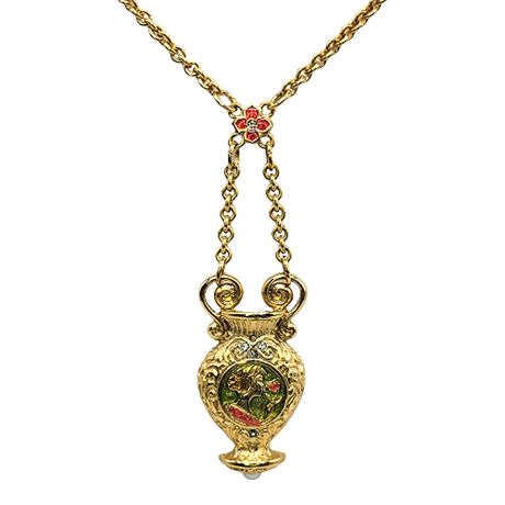 Giovanni Torlonia Gold Tone Urn Pendant Necklace