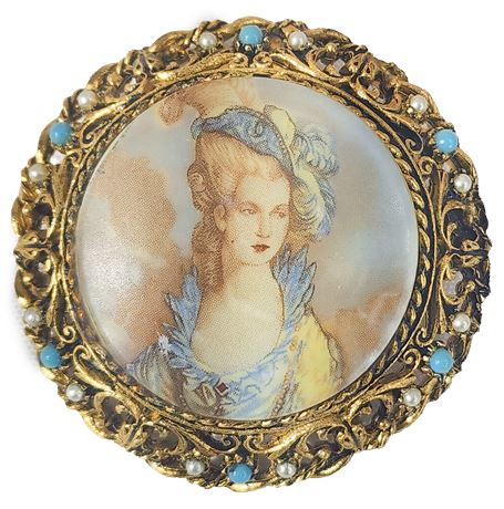 Hand Painted Vintage Porcelain Pin